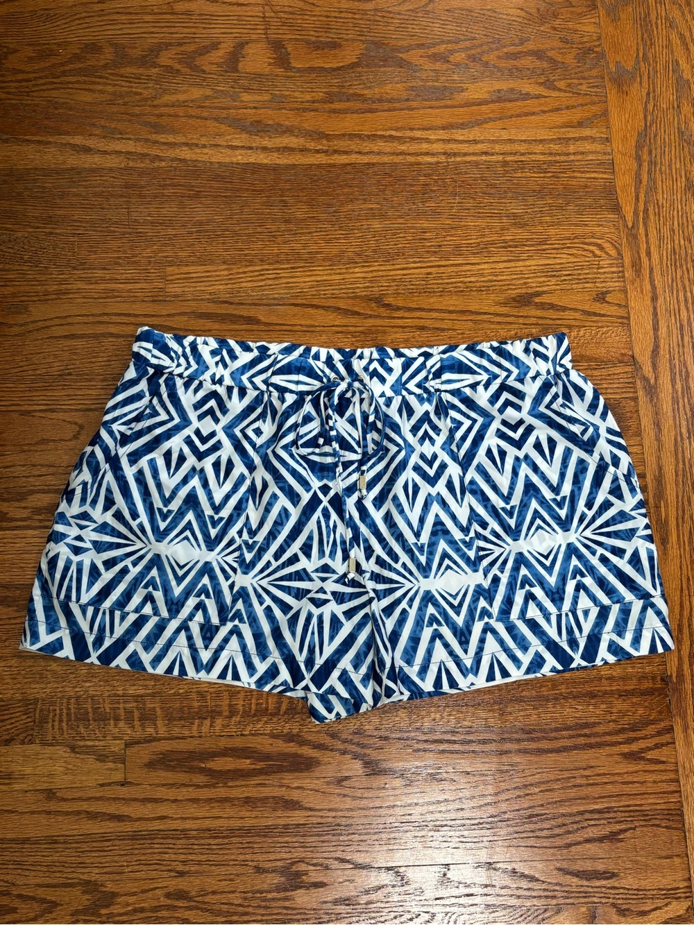 Mossimo Navy and White Geometric Drawstring Shorts